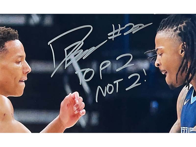 Desmond Bane With Ja Morant Autographed 16x20 Memphis Grizzlies NBA Photo (JSA) "Top 2 Not 2!" Inscription