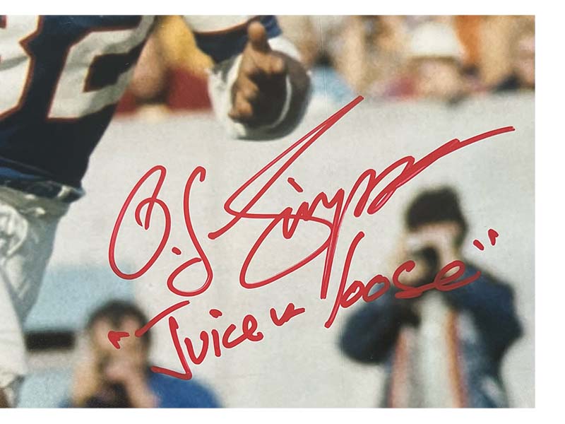 O.J. Simpson Autographed Buffalo Bills 16x20 Photo JSA Juice Is Loose ￼Insc