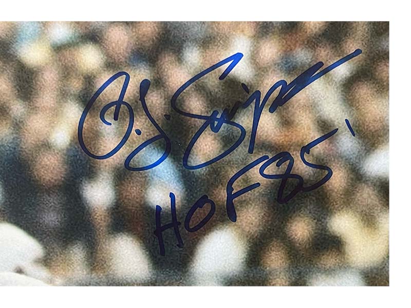 OJ Simpson Autographed Buffalo Bills vs New York Jets 16x20 Photo JSA HOF85 Inscription