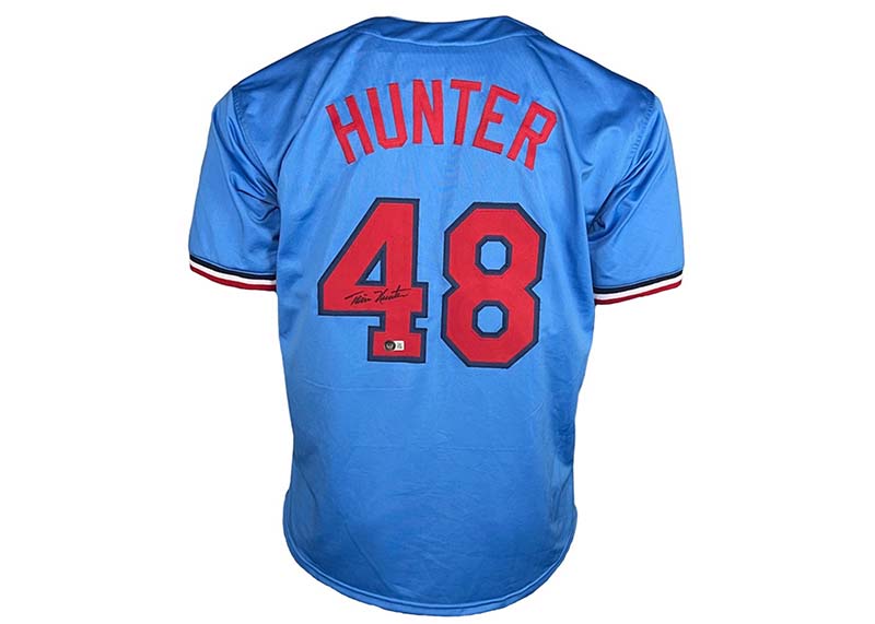 Torii Hunter Autographed Custom Blue Minnesota Baseball Jersey Blackett