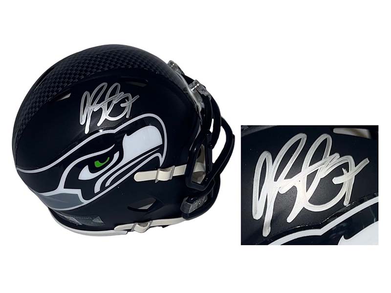 Geno Smith Autographed Seattle Seahawks Mini Speed Football Helmet (JSA)