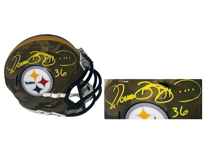 Jerome Bettis Autographed Pittsburgh Steelers Camo Mini Helmet Beckett