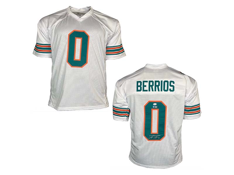 Braxton Berrios Autographed Miami ￼White Football Jersey (JSA)