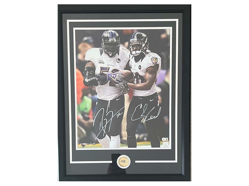 Ray Lewis & Ed Reed￼ Autographed Baltimore Ravens 16x20 Framed Photo￼ JSA