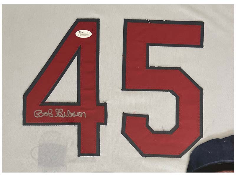 Bob Gibson Autographed 40x27 Framed Baseball Jersey JSA