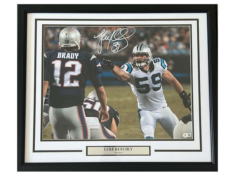 Luke Kuechly Signed Carolina panthers Framed 16x20 photo with Tom Brady Beckett