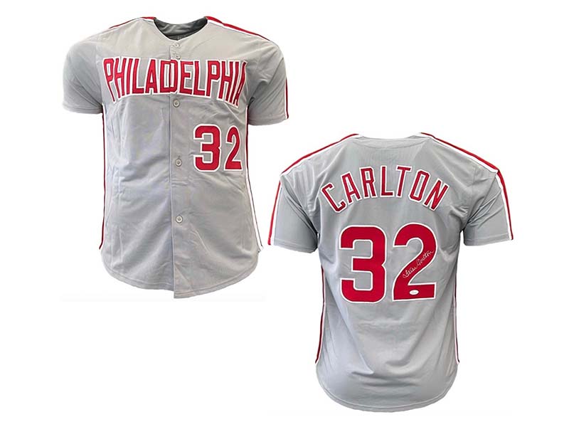 Steve Carlton Autographed Signed Philadelphia Gray Baseball Jersey (JSA)