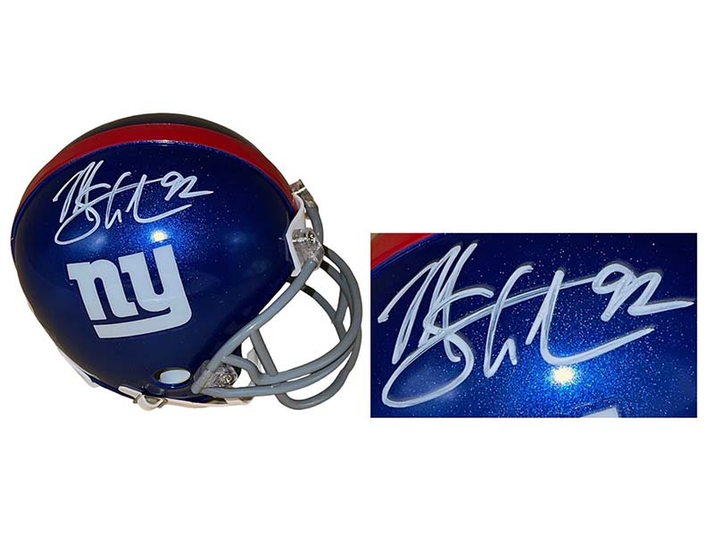 Michael Strahan Autographed New York Giants Speed Mini Football Helmet Beckett