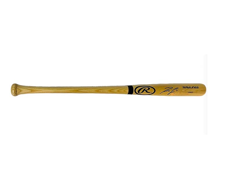 Ronald Acuna Jr Autographed Rawlings Blonde Baseball Bat JSA