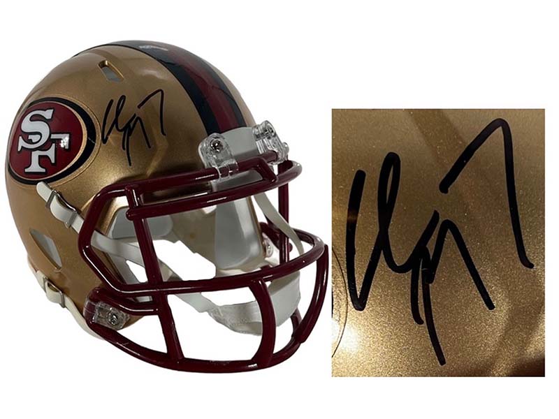 Christian Mccaffrey Signed San Francisco 49Ers Throughback Speed Mini Helmet JSA