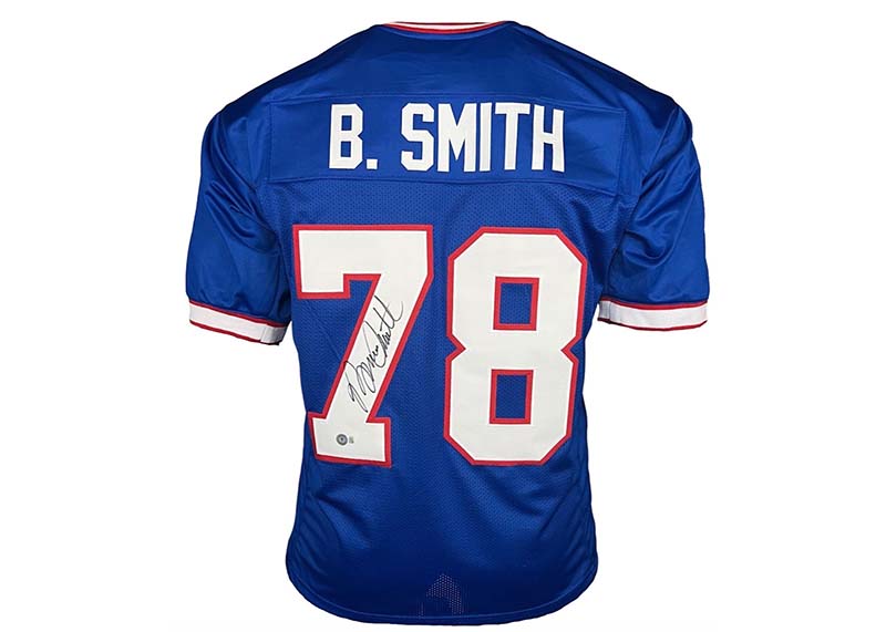 Golden Autographs Bruce Smith Autographed Custom White Football Jersey Beckett