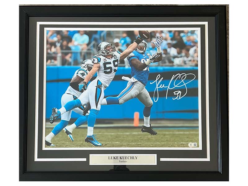 Luke Kuechly Autographed Carolina Panthers Framed 16x20 Photo Beckett