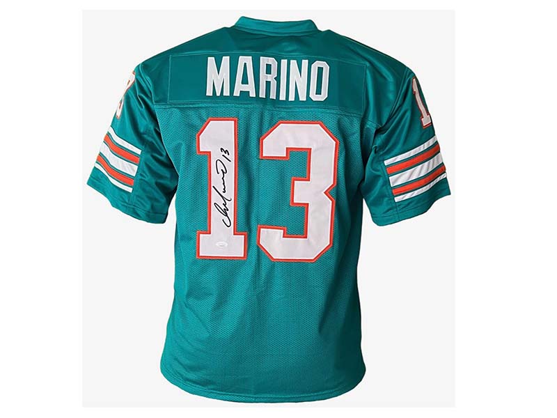 Dan Marino Autographed Teal Custom Football Jersey (JSA)