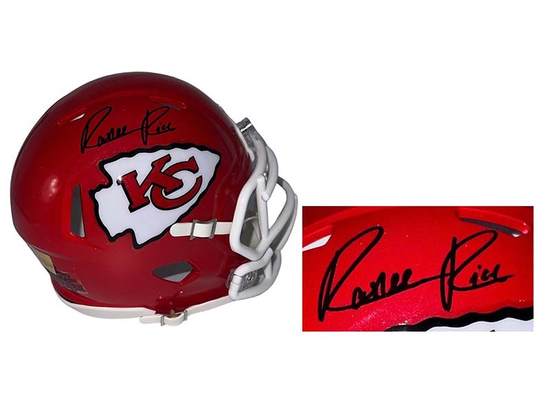 Rashee Rice Autographed Kansas City Chiefs Mini Speed Football Helmet (JSA)