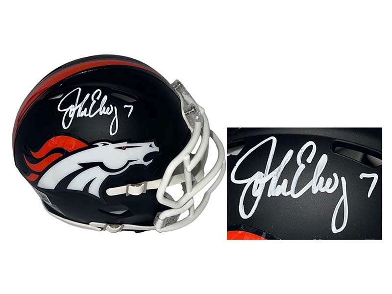 John Elway Autograph Denver Broncos Speed Mini Helmet Beckett