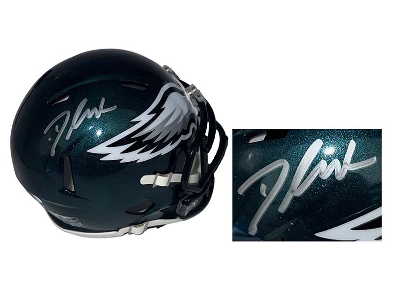 D'Andre Swift Autographed Philadelphia Eagles Mini Speed Football Helmet (JSA)