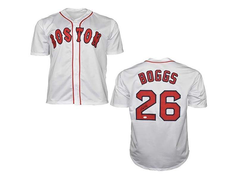 Wade Boggs Autographed Boston Baseball Jersey White (JSA)