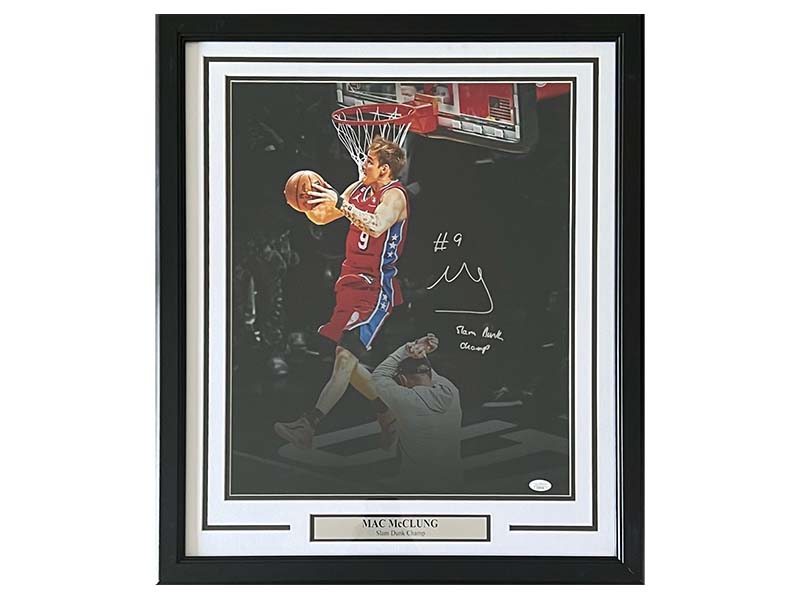 Mac McClung Signed Framed 16x20 Philadelphia 76ers Slam Dunk Champ Photo (JSA)