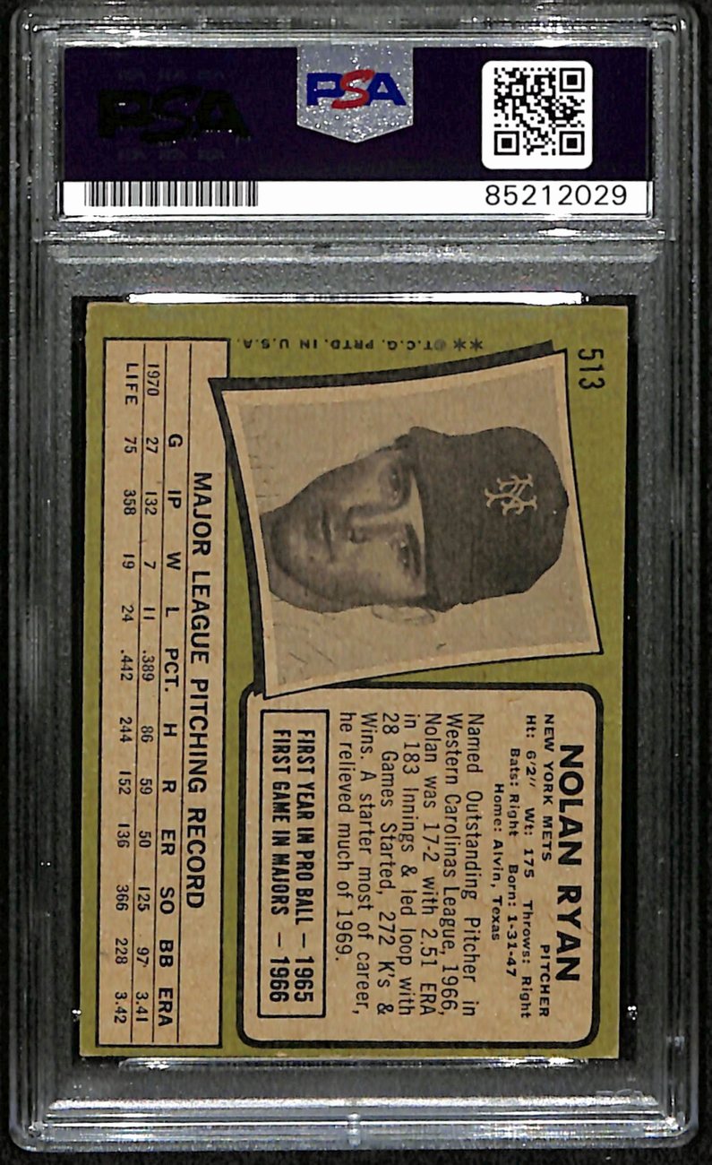 Nolan Ryan HOF Mets Signed/Autographed 1971 TOPPS Card #513 PSA/DNA