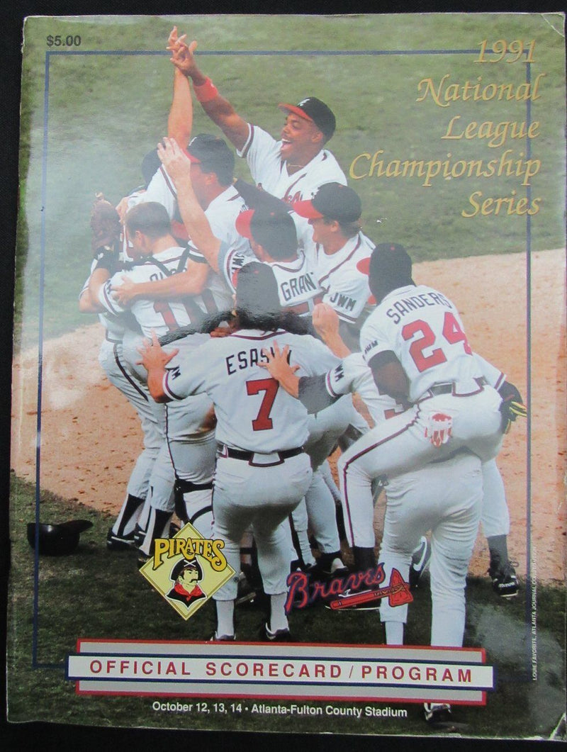 1991 NLCS Atlanta Braves vs. Pittsburgh Pirates Program Fulton County Stadium