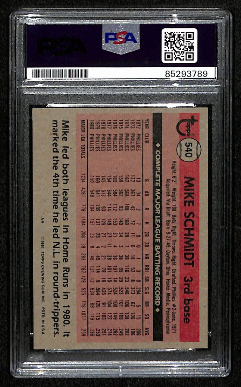 Mike Schmidt HOF Signed/Autographed 1981 Topps Card #540 Phillies PSA/DNA 190638
