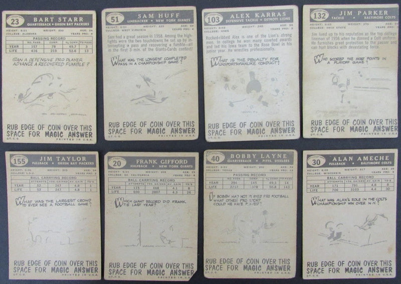 Lot of (49) 1959 Topps Football Cards w/ Stars Bart Star, Frank Gifford 188007