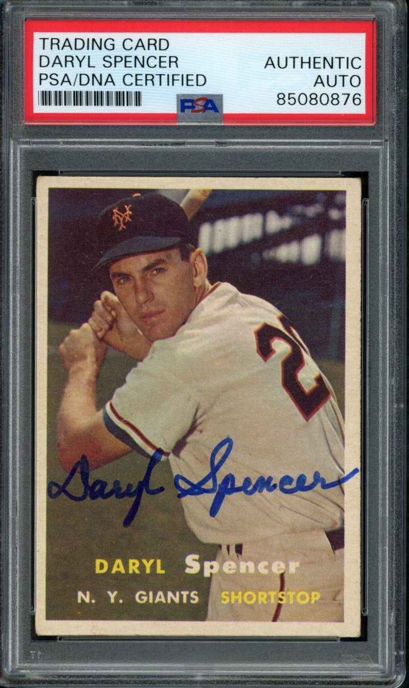 Daryl Spencer Signed 1957 Topps Card #49 New York Giants PSA/DNA 184151
