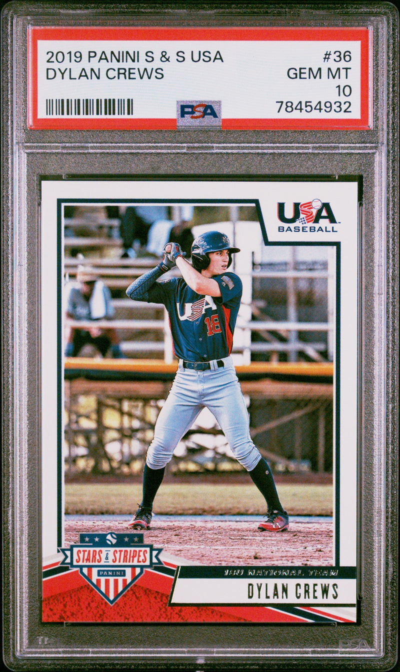 Graded 2019 Panini Stars & Stripes USA Dylan Crews #36 Rookie RC Baseball Card PSA 10 Gem Mint