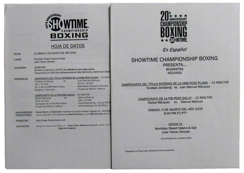 2006 Championship Boxing Marquez vs. Jandaeng Press/Media Kit 167452