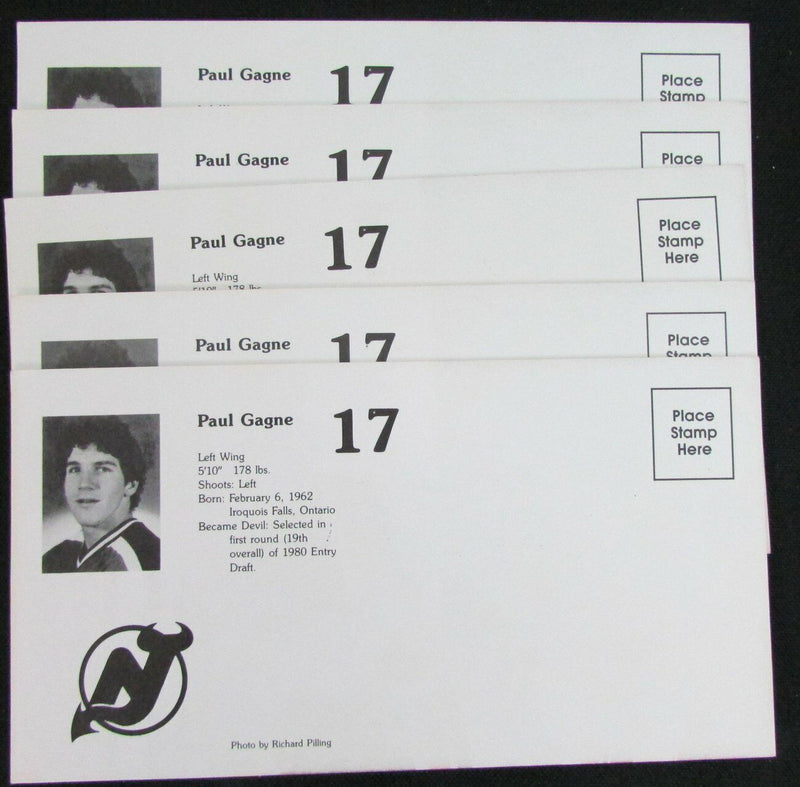 Lot of 5 Paul Gagne Devils Signed/Autographed 3.5x6 Team Photo Postcards 152003