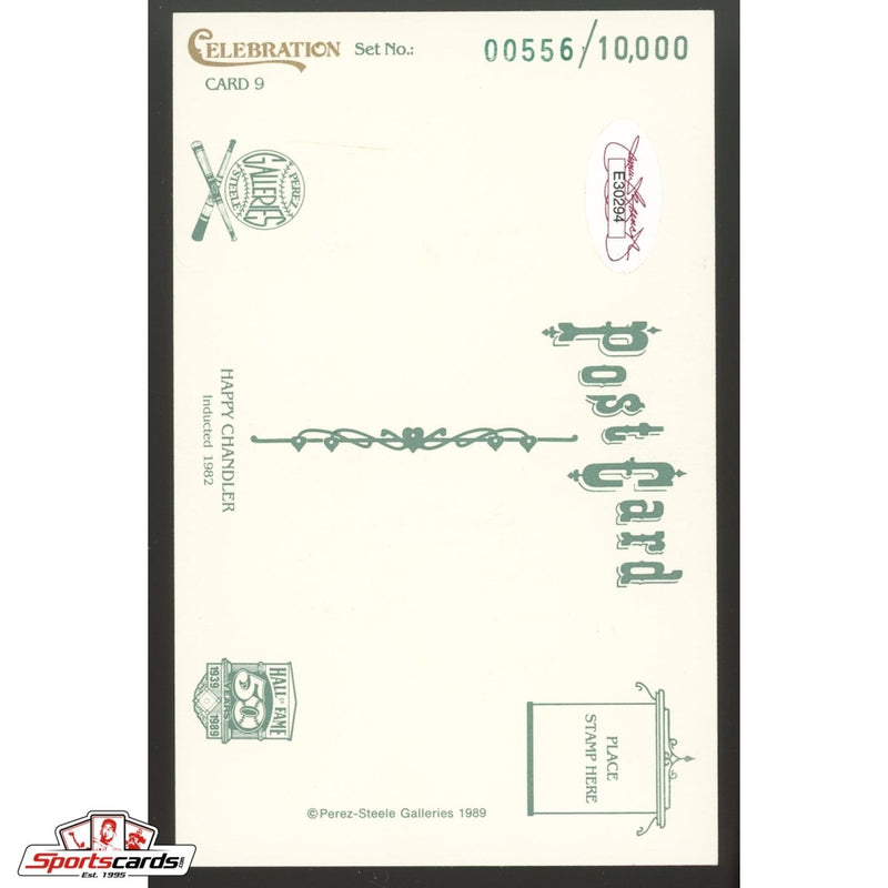 Happy Chandler Signed Perez-Steele Postcard - JSA