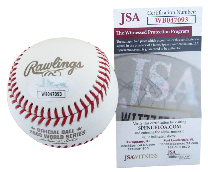 Carlos Ruiz/Brad Lidge Phillies Signed 2008 WORLD SERIES Baseball JSA 183560