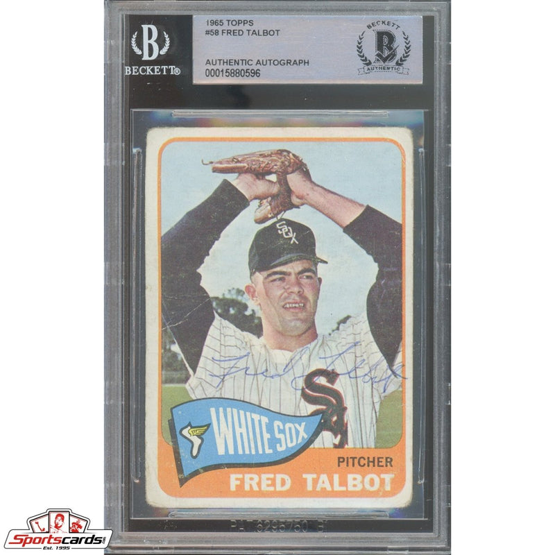 1965 Topps #58 Fred Talbot Signed Auto Beckett BAS Yankees Pilots