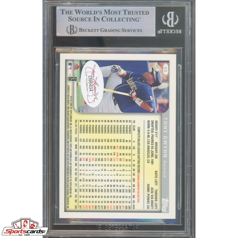 1999 Topps Opening Day #43 Tony Gwynn Signed Auto Beckett BAS Padres