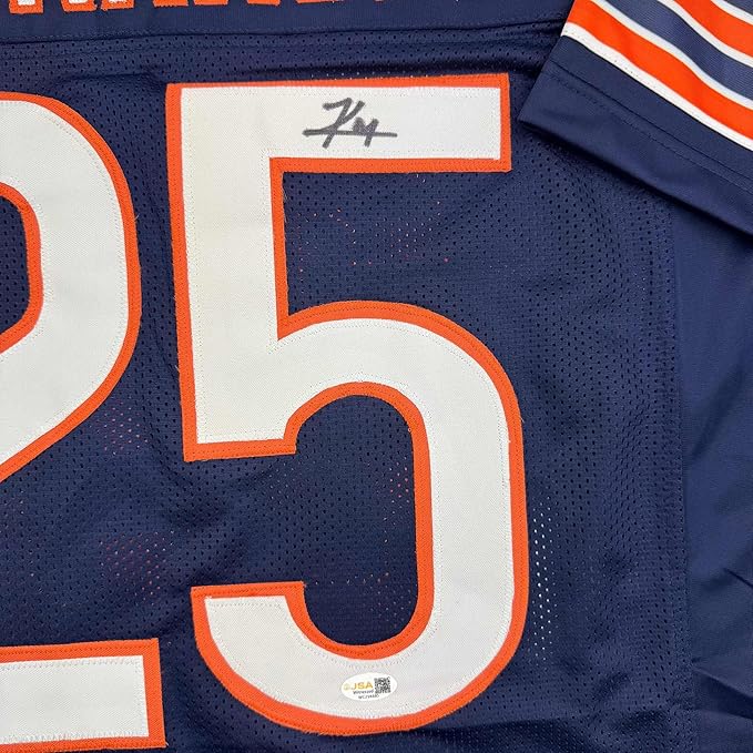 Framed Autographed/Signed Kyle Monangai 35x39 Chicago Blue Football Jersey JSA COA