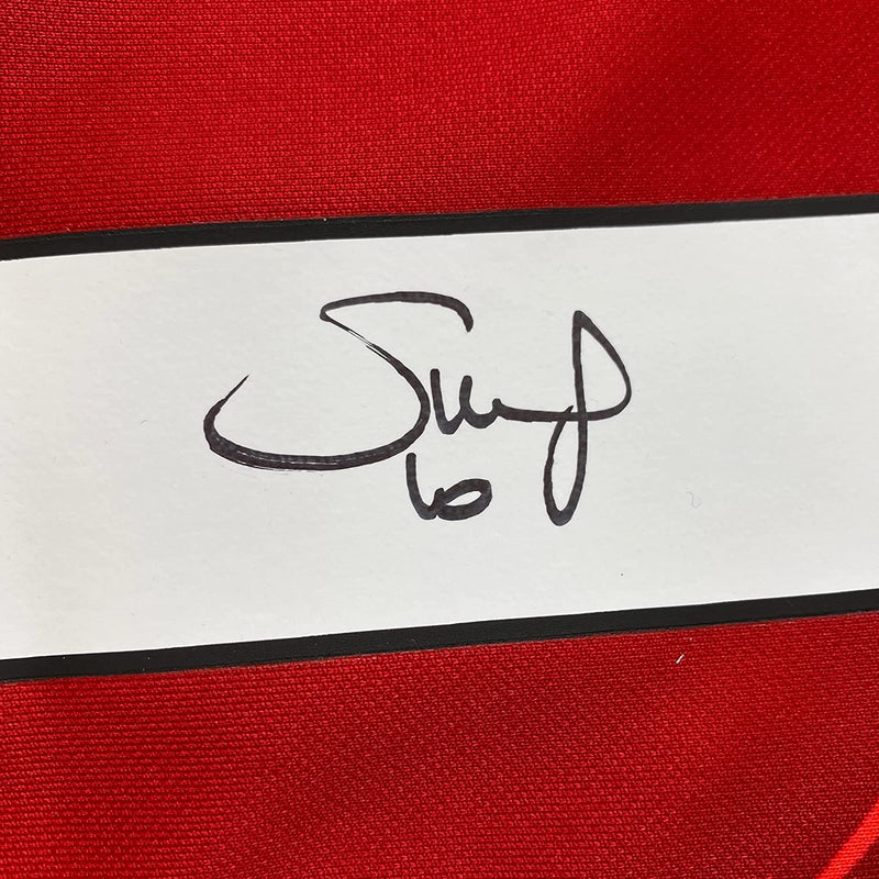 Framed Autographed/Signed Sadio Mane 35x39 Liverpool Red Soccer Jersey Beckett BAS COA