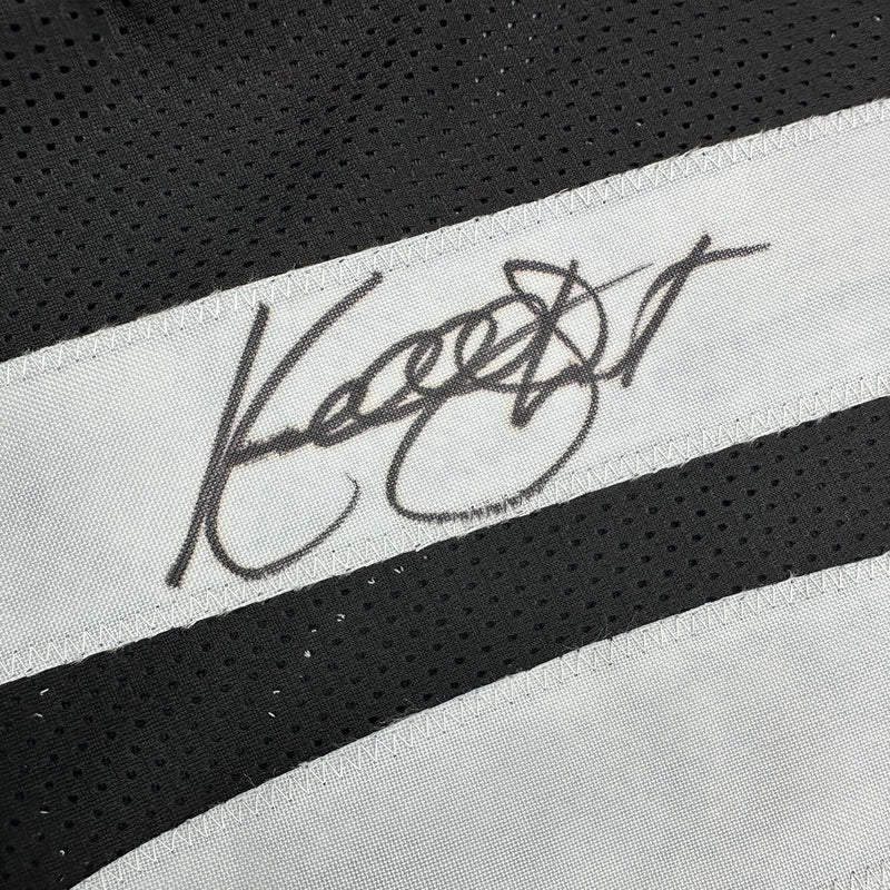 Framed Autographed/Signed Kordell Stewart 35x39 Pittsburgh Black Football Jersey Beckett BAS COA