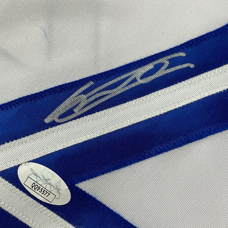 Framed Autographed/Signed Vladimir Vlad Guerrero Jr. 35x39 Toronto White Baseball Jersey JSA COA