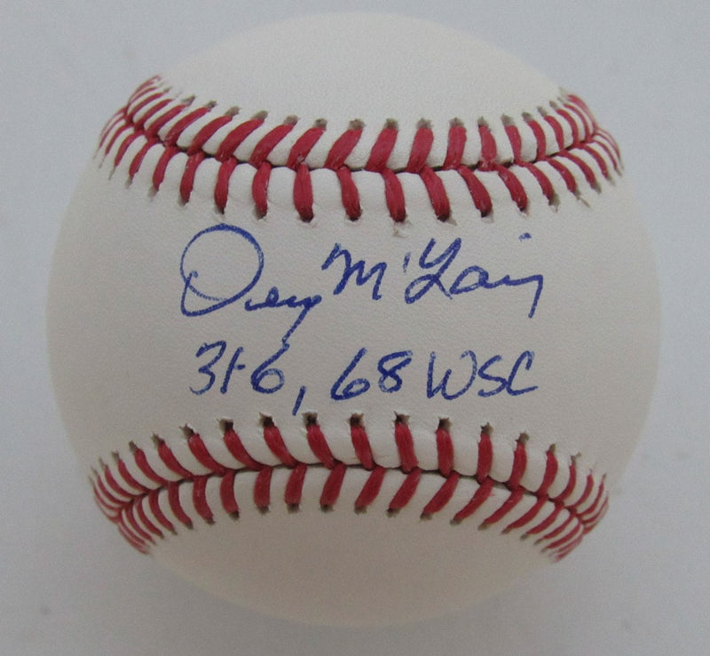 Denny McLain Autographed/Inscribed OML Baseball Tigers JSA 189363