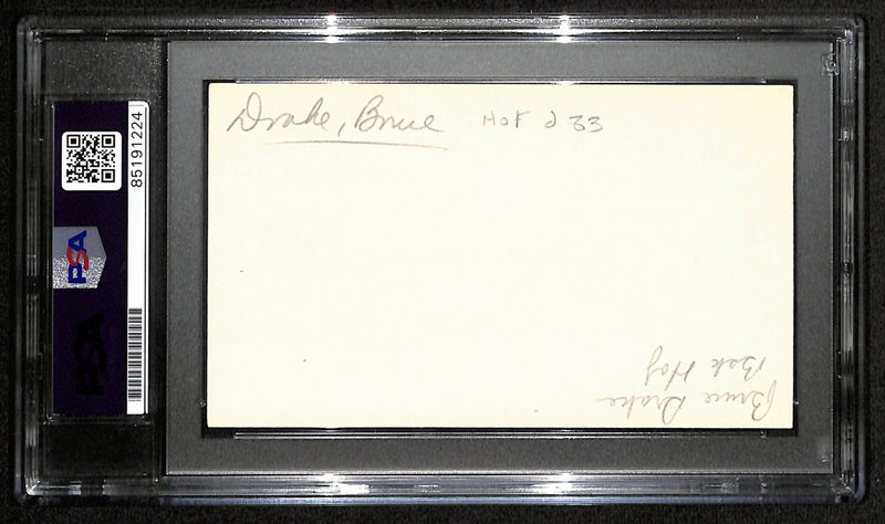 Bruce Drake HOF Signed/Auto 3x5 Index Card Oklahoma University PSA/DNA 188578