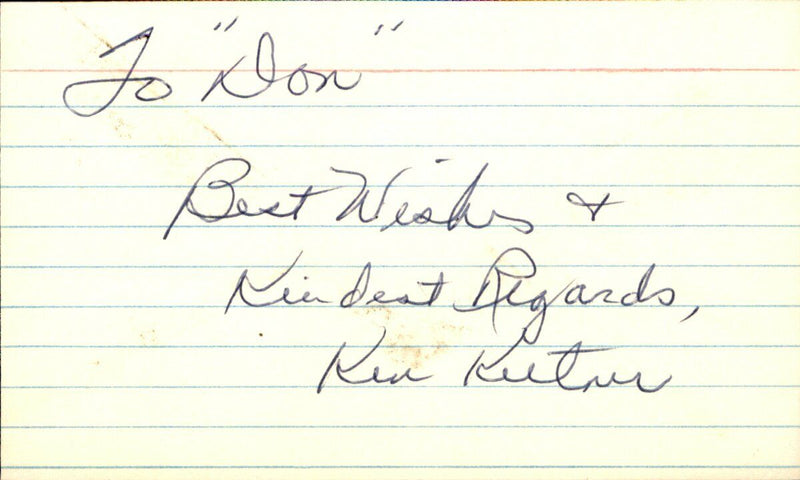 Ken Keltner Cleveland Indians d.1991 Signed/Autographed 3x5 Index Card 162489