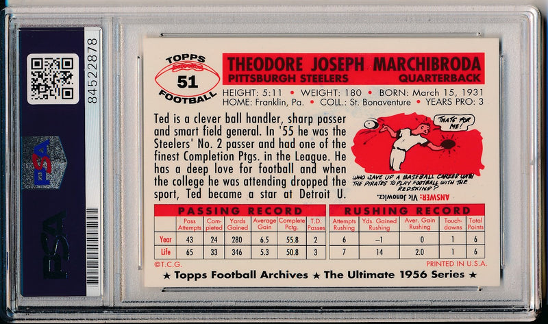 Ted Marchibroda Steelers Signed/Auto 1994 TOPPS Archives Card #51 PSA/DNA 166238