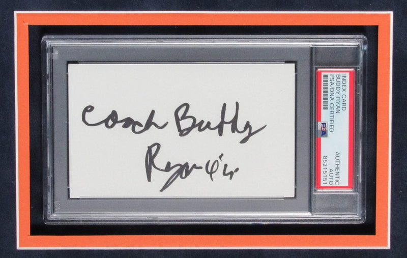Buddy Ryan Chicago Bears Signed 3x5 Index Card w/Photo Framed PSA/DNA 192115