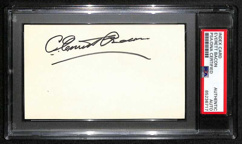 C. Everett Bacon CFB HOF Signed/Auto 3x5 Index Card Wesleyan U. PSA/DNA 189011