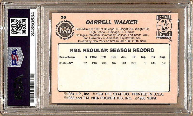 1984-85 Star Company #36 Darrell Walker Knicks Signed/Auto Card PSA/DNA 178871