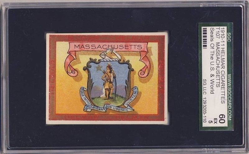 1910-11 Helmar Cigarettes T107 Seals of the United States MASSACHUSETTS SGC 60 5