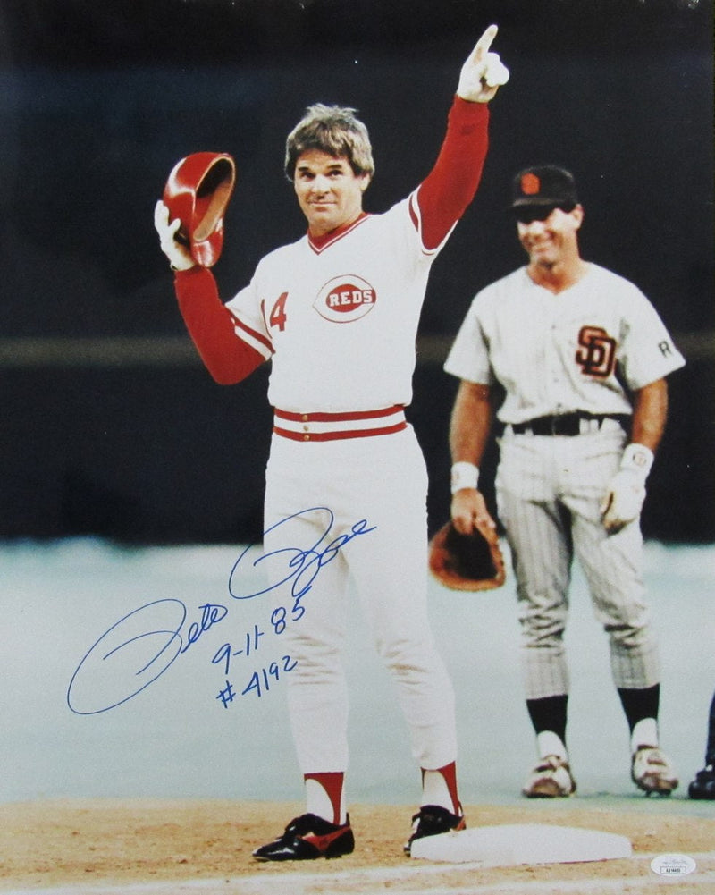 Pete Rose Signed/Inscribed 16x20 Photo Cincinnati Reds JSA 186145