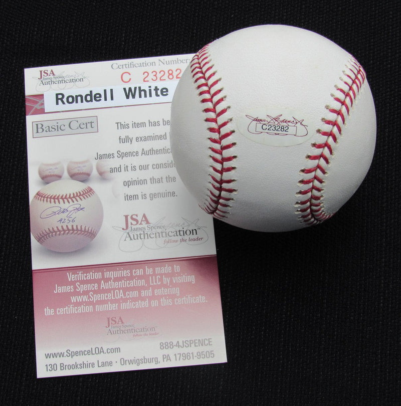 Rondell White Signed/Auto Yankees 100th OML Baseball JSA  186944