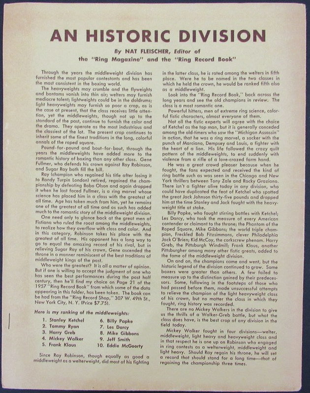 May 1, 1957 Gene Fullmer vs. Sugar Ray Robinson Boxing Program 181436