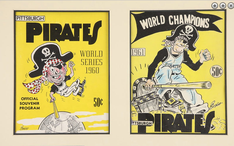 1960 Pirates World Series Champ Display w/ Mazeroski Signed Game 7 Ticket 190082